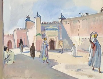  1932 Oil Painting - street in marrakech 1932 Russian